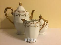 Antique KPM Rubens Porcelain Teapot Creamer Sugar Demitasse Cups And Saucers