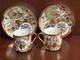 Antique Kutani Japanese C1900 Meiji Cups Saucers Signed Demitasse Pair Eggshell
