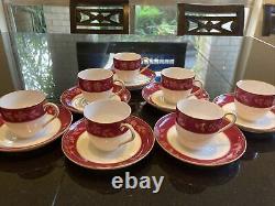 Antique LIMOGES French Porcelain demitasse cup saucer set of 7 Marked Limoges