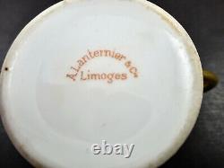 Antique Lanternier Limoges Demitasse Cup & Saucer, Exotic Birds
