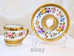 Antique Late 1800s Ahrenfeldt Limoges Ovington Raised Gold Floral Demitasse Cup