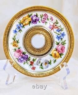 Antique Late 1800s Ahrenfeldt Limoges Ovington Raised Gold Floral Demitasse Cup
