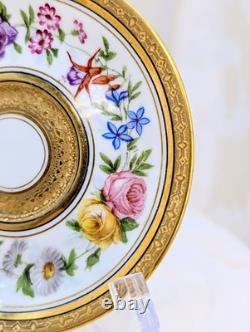 Antique Late 1800s Ahrenfeldt Limoges Ovington Raised Gold Floral Demitasse Cup