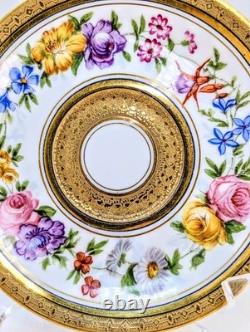 Antique Late 1800s Ahrenfeldt Limoges Ovington Raised Gold Floral Demitasse Cup