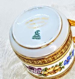 Antique Late 1800s Ahrenfeldt Limoges Ovington Raised Gold Floral Demitasse Cup