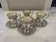 Antique Lenox Sterling Silver (. 925) Porcelain Demitasse Cups And Saucers (4)