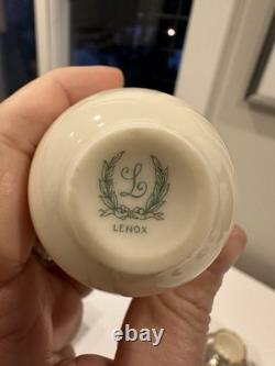 Antique Lenox Sterling Silver (. 925) Porcelain Demitasse Cups and Saucers (4)