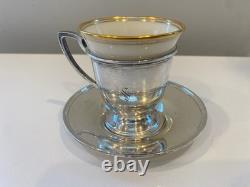 Antique Lenox Sterling Silver (. 925) Porcelain Demitasse Cups and Saucers (4)