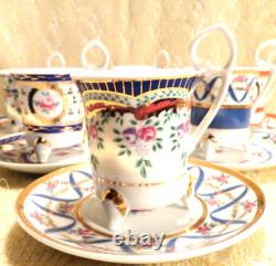 Antique Limoges 6 Demitasse Cups & Saucers Set