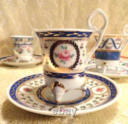Antique Limoges 6 Demitasse Cups & Saucers Set