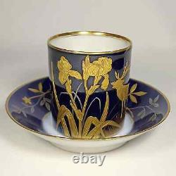 Antique Limoges CFH Haviland hand painted cup saucer Aesthetic gold demitasse