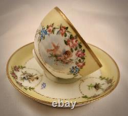 Antique Limoges Demitasse Cup & Saucer, Dragonfly Handle