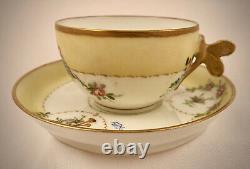 Antique Limoges Demitasse Cup & Saucer, Dragonfly Handle