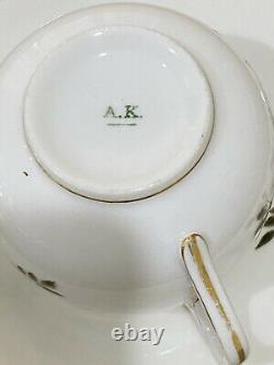 Antique Limoges Demitasse Teacup & Saucers AK Klingenberg France Set of 3