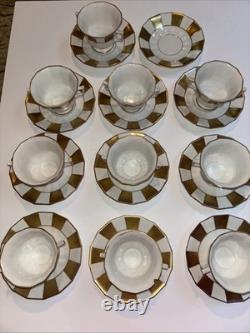 Antique Limoges France Avance Porcelain Gold Panel Demitasse Cups Saucers Set