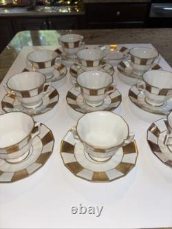 Antique Limoges France Avance Porcelain Gold Panel Demitasse Cups Saucers Set