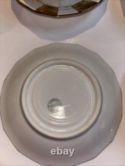 Antique Limoges France Avance Porcelain Gold Panel Demitasse Cups Saucers Set