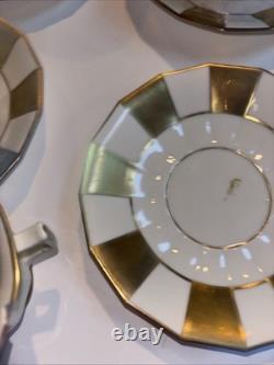 Antique Limoges France Avance Porcelain Gold Panel Demitasse Cups Saucers Set