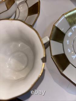 Antique Limoges France Avance Porcelain Gold Panel Demitasse Cups Saucers Set