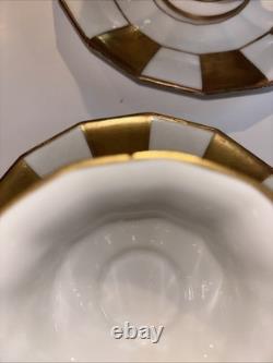 Antique Limoges France Avance Porcelain Gold Panel Demitasse Cups Saucers Set