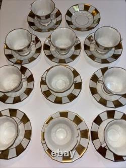 Antique Limoges France Avance Porcelain Gold Panel Demitasse Cups Saucers Set