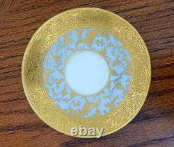 Antique Limoges French Porcelain Footed Demitasse Cup and Saucer set 24k gold