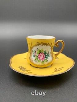 Antique Limoges Peint Main Cup Saucer Demitasse Espresso Hand Painted