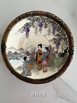 Antique MINT, 6 Satsuma demitasse cups/saucers, gold trim, Meiji period, marked