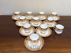 Antique MINTON FOR TIFFANY Gold Encrusted Demitasse Cup & Saucer Set of 10