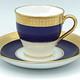 Antique Minton Gold Encrusted Demitasse Cup & Saucer 1920s Cobalt Mint England