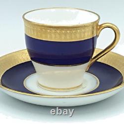 Antique MINTON Gold Encrusted Demitasse Cup & Saucer 1920s Cobalt MINT England