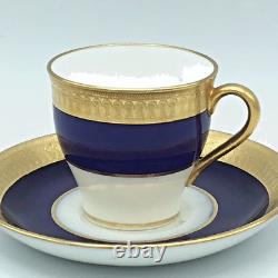 Antique MINTON Gold Encrusted Demitasse Cup & Saucer 1920s Cobalt MINT England