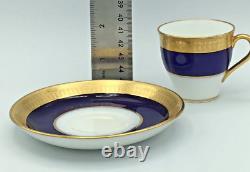 Antique MINTON Gold Encrusted Demitasse Cup & Saucer 1920s Cobalt MINT England