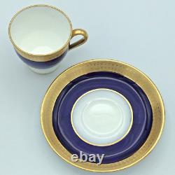Antique MINTON Gold Encrusted Demitasse Cup & Saucer 1920s Cobalt MINT England