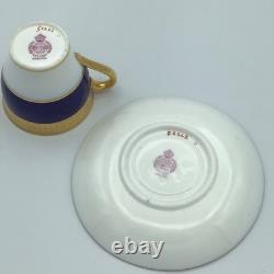 Antique MINTON Gold Encrusted Demitasse Cup & Saucer 1920s Cobalt MINT England