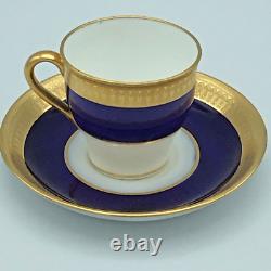 Antique MINTON Gold Encrusted Demitasse Cup & Saucer 1920s Cobalt MINT England