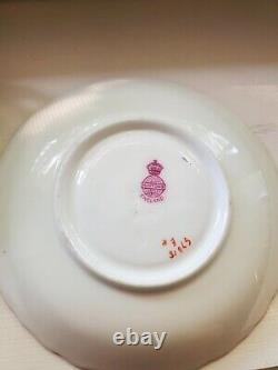 Antique MINTONS Demitasse Porcelain Cups PINK ROSES Turquoise Enamel Dots #3of3