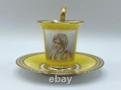 Antique Manufacture Imperiale de Sèvres Portrait Demitasse Cup & Saucer Signed