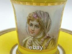 Antique Manufacture Imperiale de Sèvres Portrait Demitasse Cup & Saucer Signed