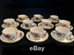 Antique Meissen Crossed Swords Hand Painted (10) Demitasse Cups and Saucers