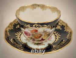 Antique Meissen Demitasse Cup & Saucer, Cobalt Blue