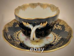 Antique Meissen Demitasse Cup & Saucer, Cobalt Blue