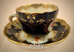 Antique Meissen Demitasse Cup & Saucer, Cobalt Blue