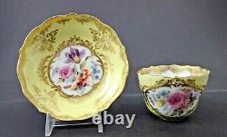 Antique Meissen Demitasse Cup & Saucer, Deutsche Blumen