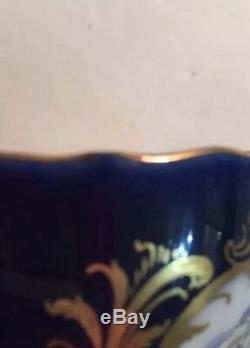 Antique Meissen Demitasse Cup & Saucer Floral Cobalt Blue Gold Crossed Sword