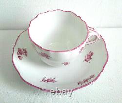Antique Meissen Demitasse Cup & Saucer Scattered Mauve/Pink Flowers 1st Quality