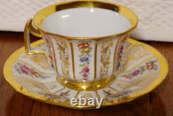 Antique Meissen Demitasse Floral Gold Cup & Saucer Set
