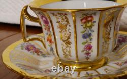 Antique Meissen Demitasse Floral Gold Cup & Saucer Set