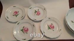 Antique Meissen Demitasse Tea Cups Pink Roses Split Handle, Bowls, and Saucers