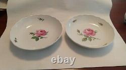 Antique Meissen Demitasse Tea Cups Pink Roses Split Handle, Bowls, and Saucers